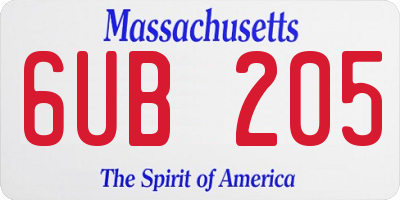 MA license plate 6UB205