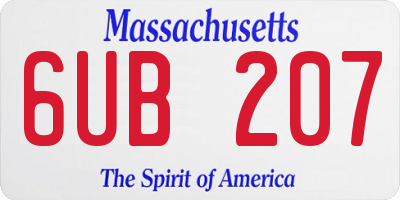 MA license plate 6UB207