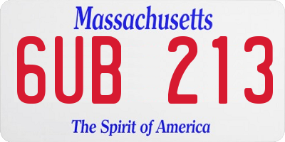 MA license plate 6UB213