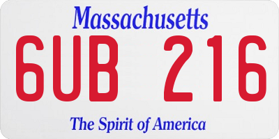 MA license plate 6UB216