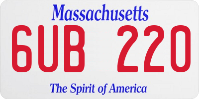 MA license plate 6UB220