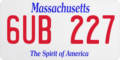 MA license plate 6UB227