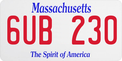 MA license plate 6UB230