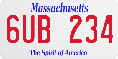 MA license plate 6UB234