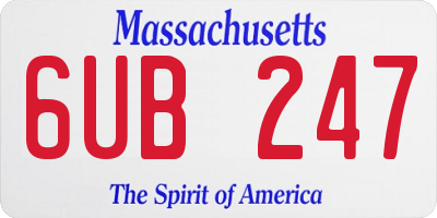 MA license plate 6UB247