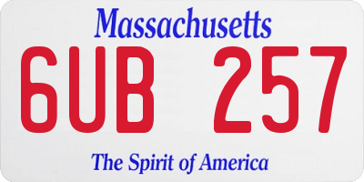 MA license plate 6UB257