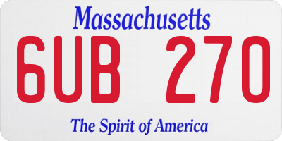 MA license plate 6UB270