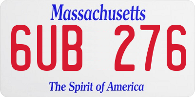MA license plate 6UB276