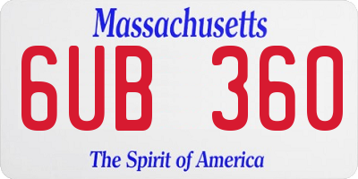 MA license plate 6UB360