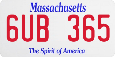 MA license plate 6UB365