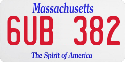 MA license plate 6UB382