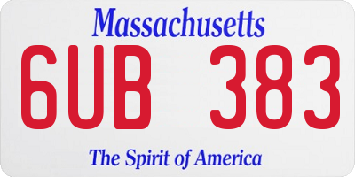 MA license plate 6UB383
