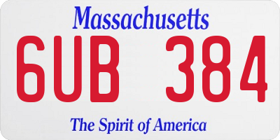 MA license plate 6UB384