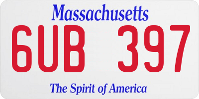 MA license plate 6UB397