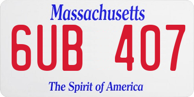MA license plate 6UB407