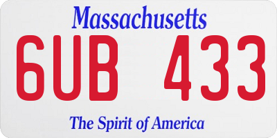 MA license plate 6UB433