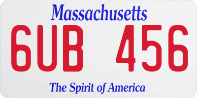 MA license plate 6UB456