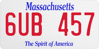 MA license plate 6UB457
