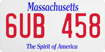 MA license plate 6UB458