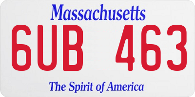 MA license plate 6UB463