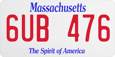 MA license plate 6UB476