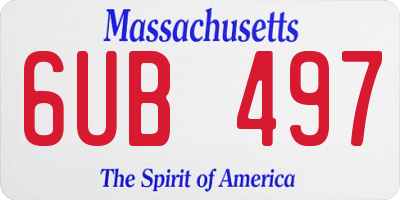 MA license plate 6UB497