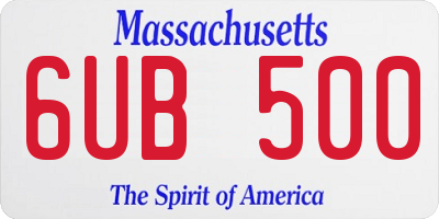 MA license plate 6UB500