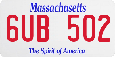 MA license plate 6UB502