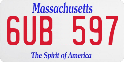 MA license plate 6UB597