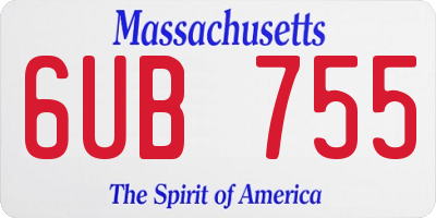 MA license plate 6UB755