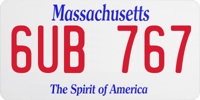 MA license plate 6UB767