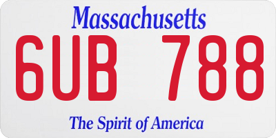 MA license plate 6UB788