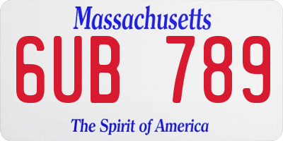 MA license plate 6UB789