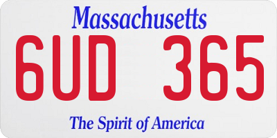 MA license plate 6UD365