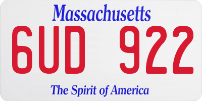 MA license plate 6UD922
