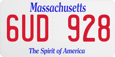 MA license plate 6UD928