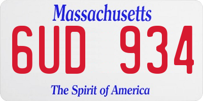 MA license plate 6UD934