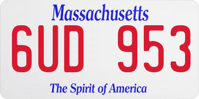 MA license plate 6UD953