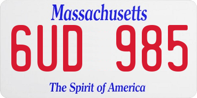 MA license plate 6UD985
