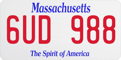 MA license plate 6UD988