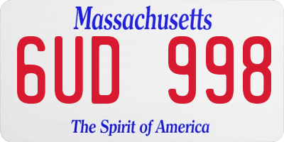 MA license plate 6UD998