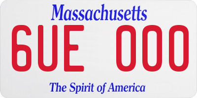 MA license plate 6UE000