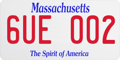 MA license plate 6UE002