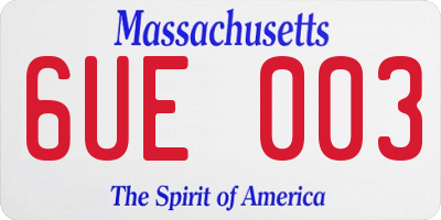 MA license plate 6UE003