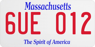 MA license plate 6UE012