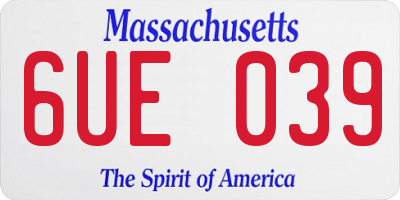 MA license plate 6UE039