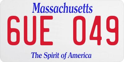 MA license plate 6UE049