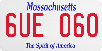 MA license plate 6UE060