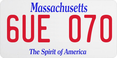 MA license plate 6UE070