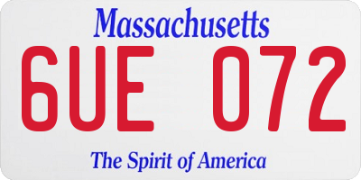 MA license plate 6UE072